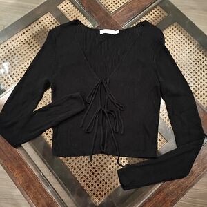 Shoe Dazzle Black Tie-Front Crop Top